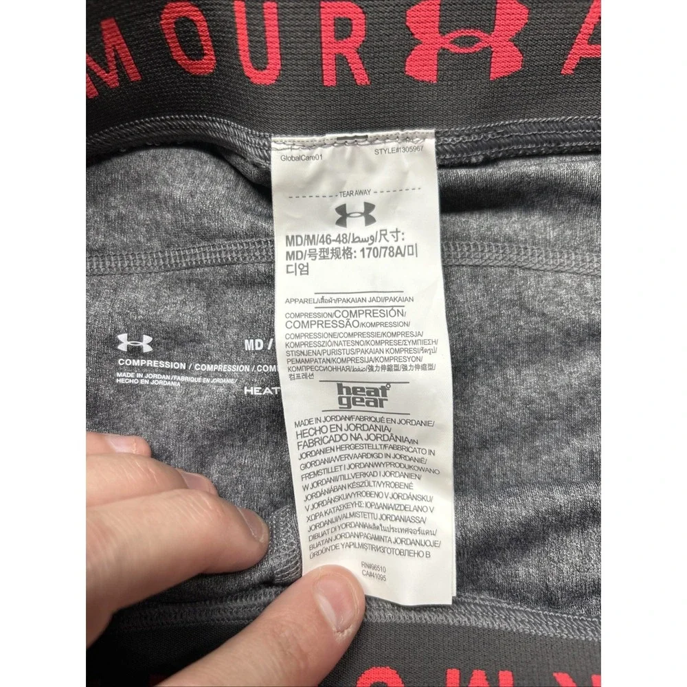 Under Armour Heat Gear Girls Athletic Compression Pants Gray Neon Medium 1305967